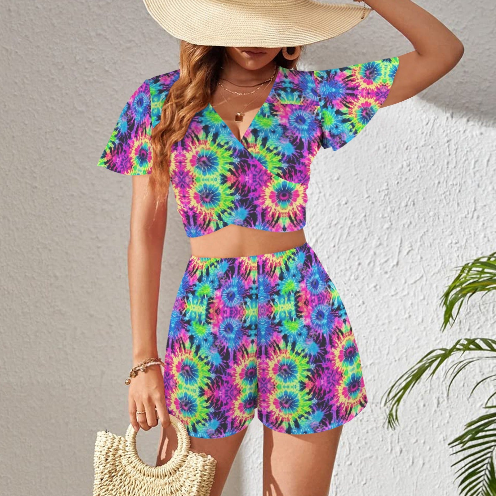Trippy Tie-Dye 2 Peice Shorts Outfit rippy T-ieye 2 Peice Shorts Outfit Set