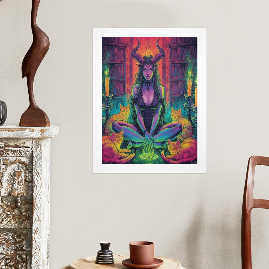 Dark Fantasy Witch Library Art Print 10