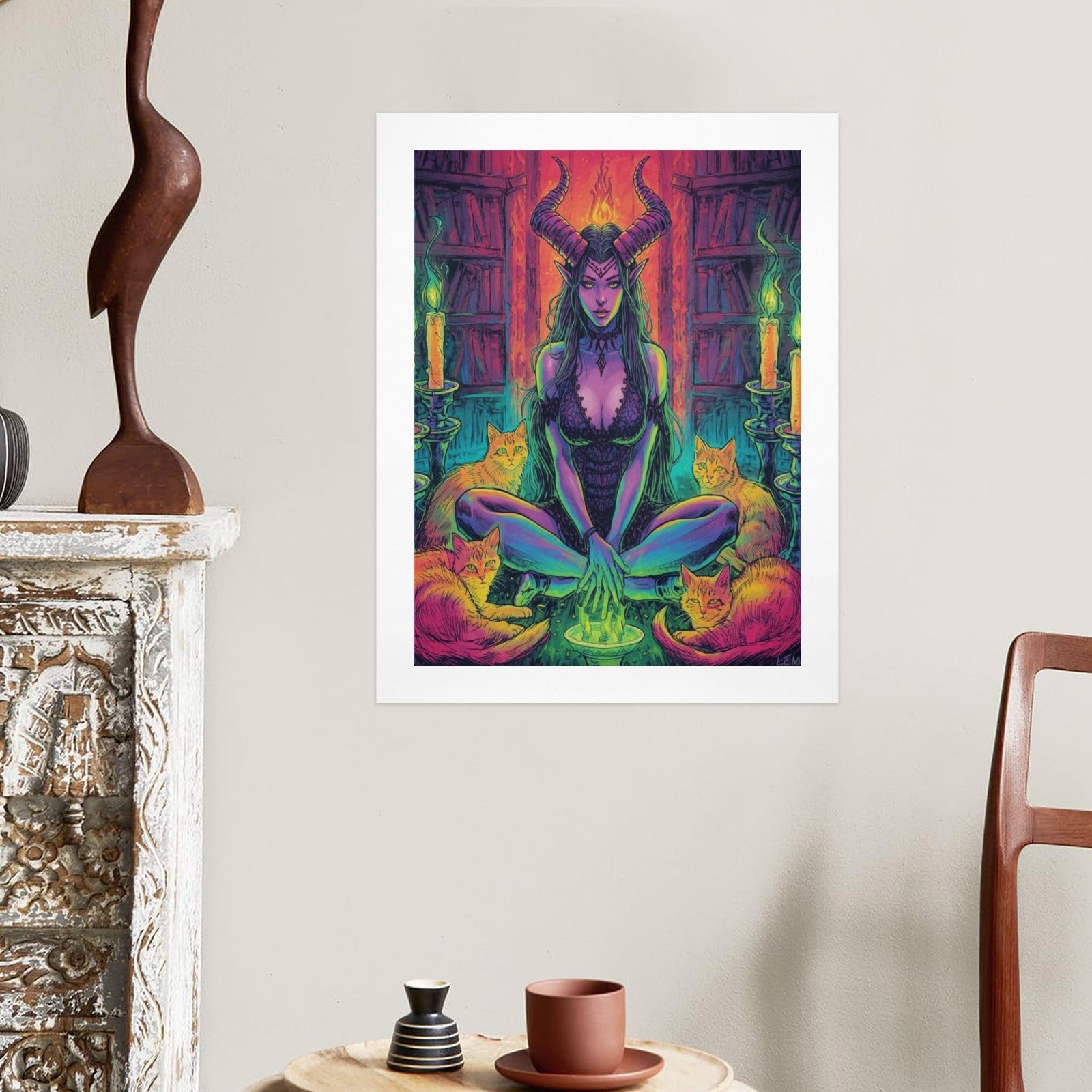 Dark Fantasy Witch Library Art Print 10