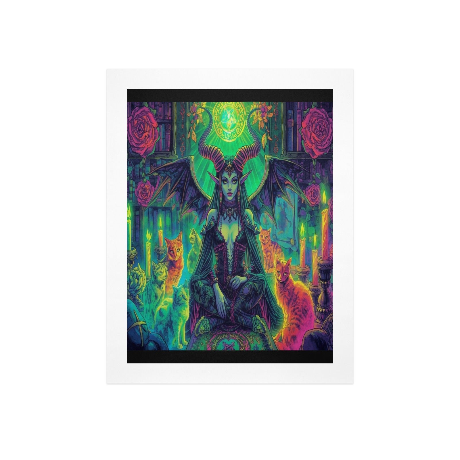 Dark Fantasy Dragon Witch Goddess Art Print Decor 6