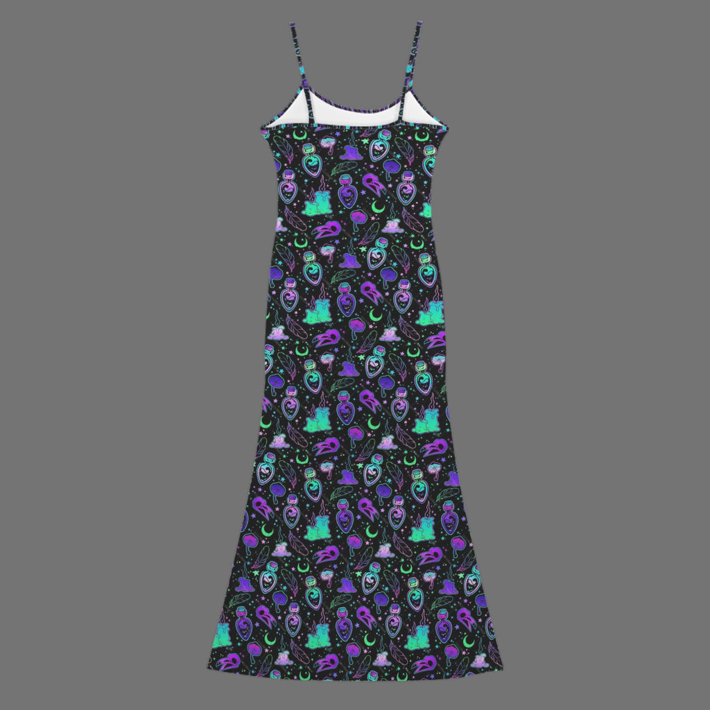 Gothic Witch Potions Print long maxi sleevless dress