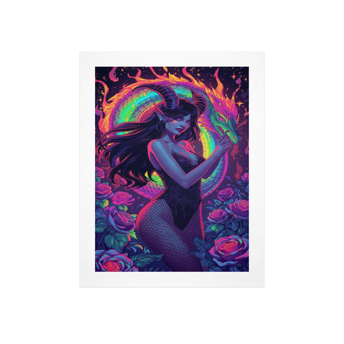 Dark Fantasy Dragon Witch Goddess Art Print Decor 4