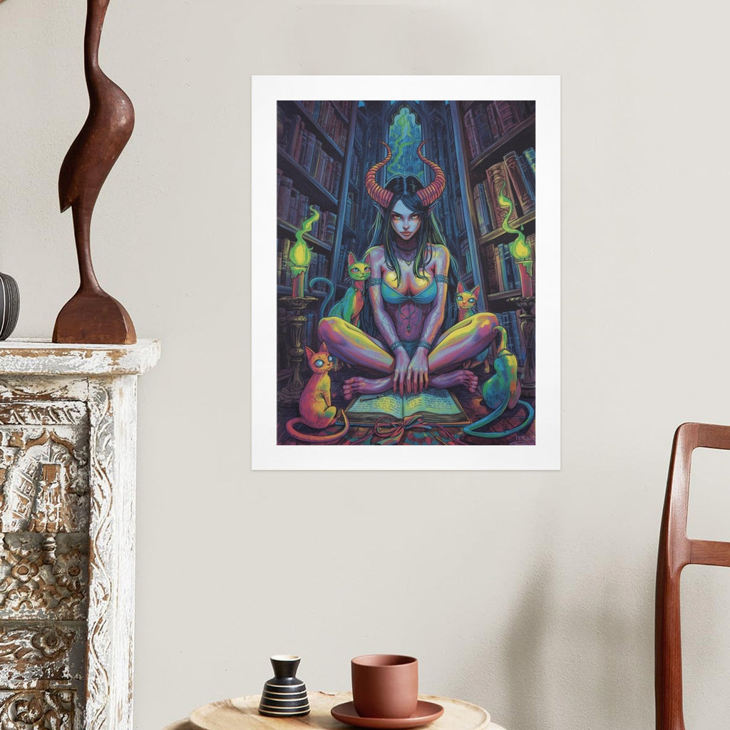 Dark Fantasy Witch Library Art Print 2