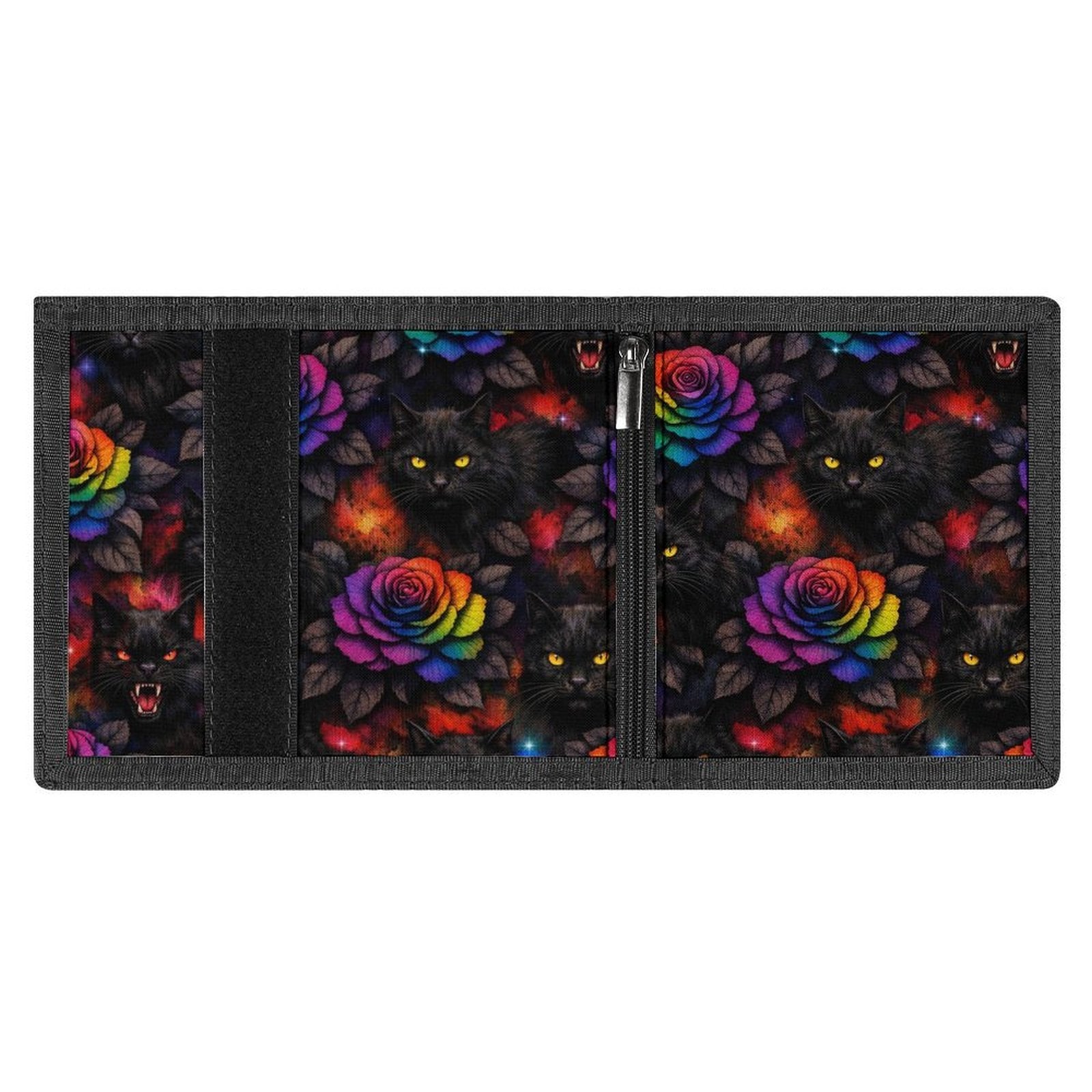 Custom Trifold Nylon Wallet Fabric Card & Coin Holder With Zipper