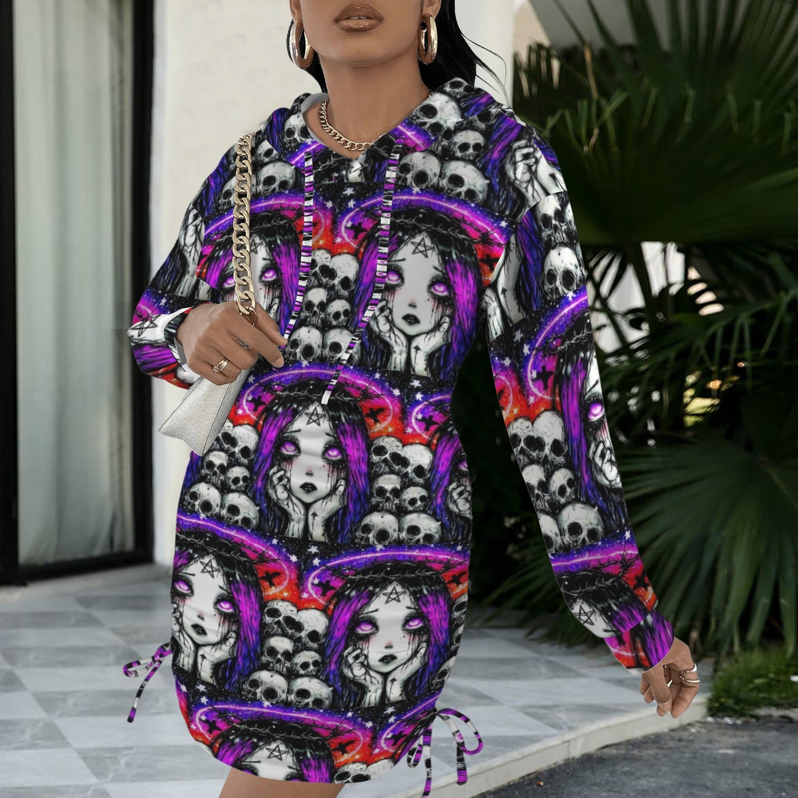 Occult Goddess Gothic Style Hoodie Dress 1