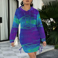 Trippy Blue and Purple Gothic Style Hoodie Dress