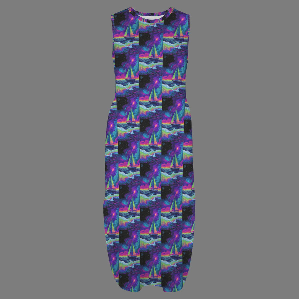 round neck gothic goddess maxi dress 3