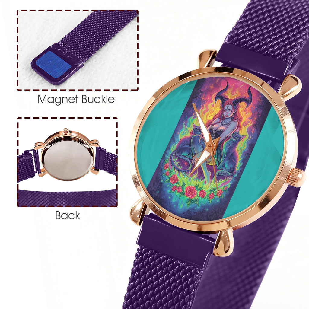 Firey Drsgon Gothic Women's Magneric Strap Watch