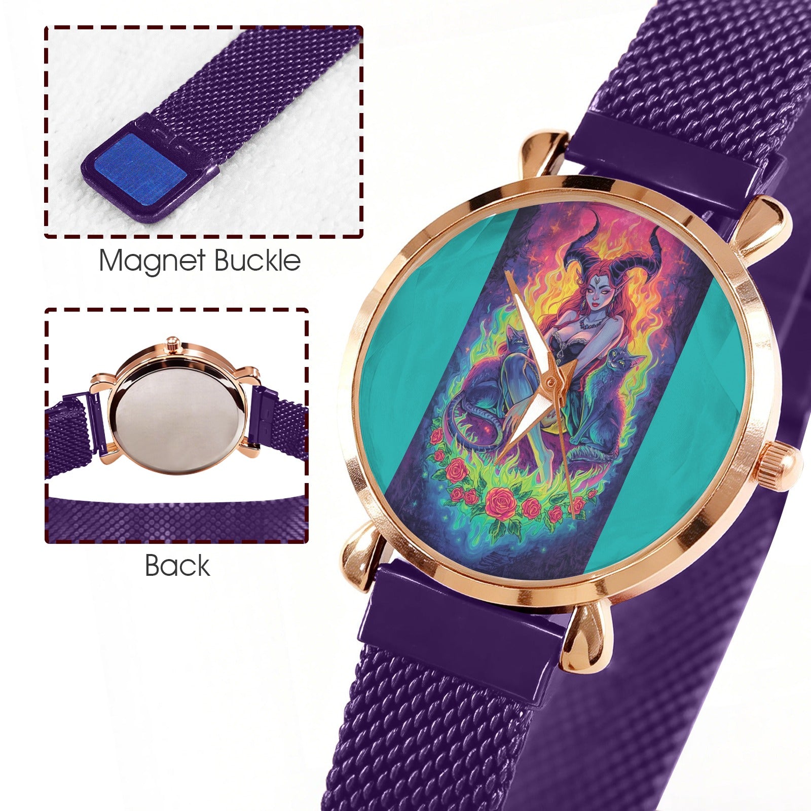 Firey Drsgon Gothic Women's Magneric Strap Watch