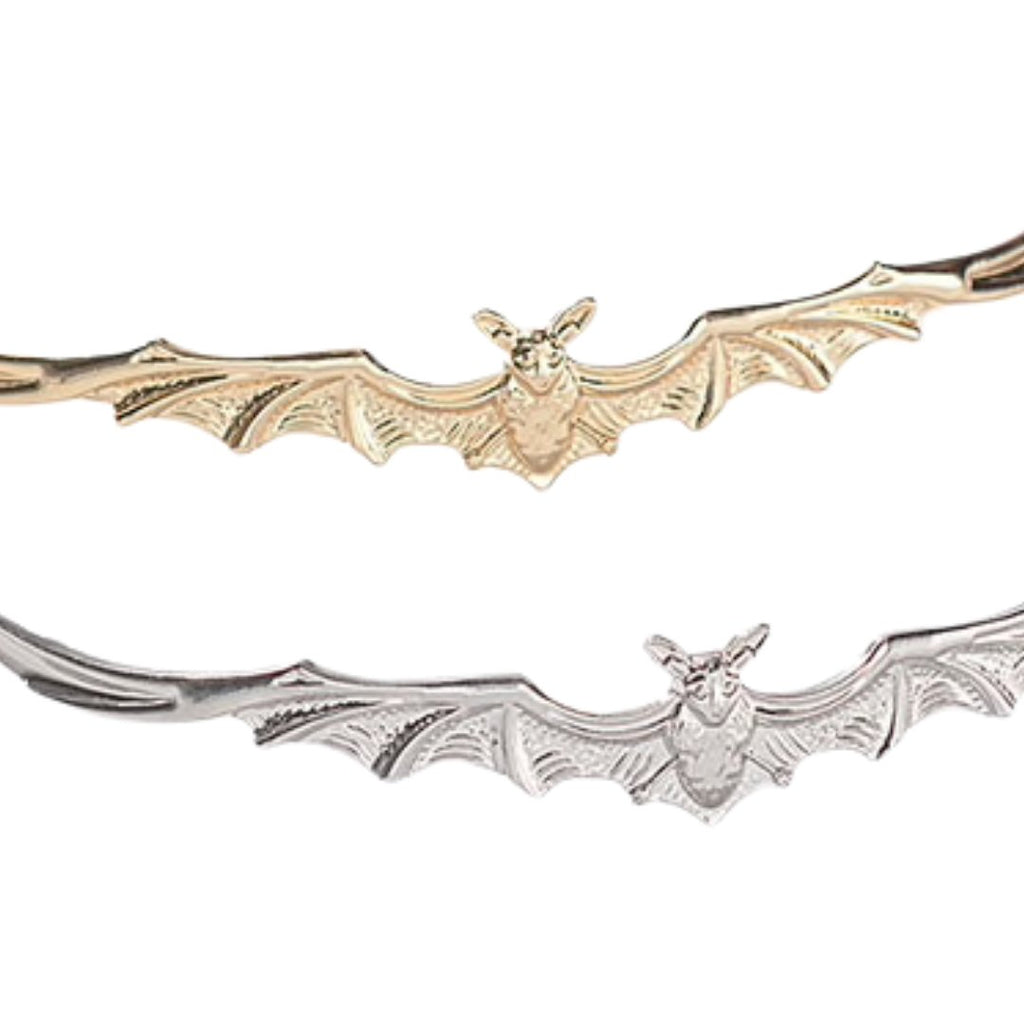 Bat Power Headband Tiara in Silver or Gold | Spooky Headwear Accessory | Halloween, Goth Hairpiece - Night Bloom Digital Empire Studios