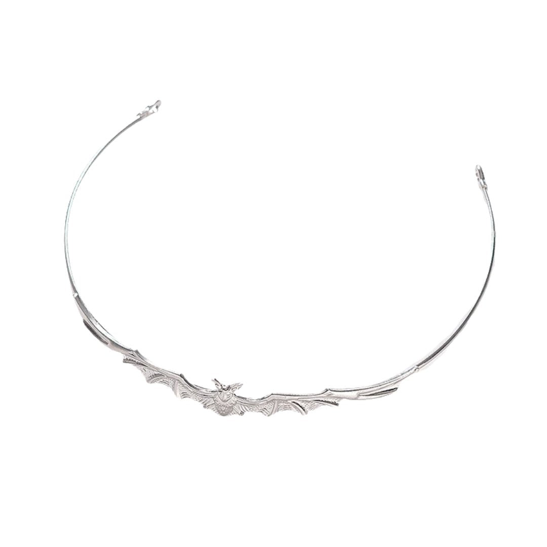 Bat Power Headband Tiara in Silver or Gold | Spooky Headwear Accessory | Halloween, Goth Hairpiece - Night Bloom Digital Empire Studios