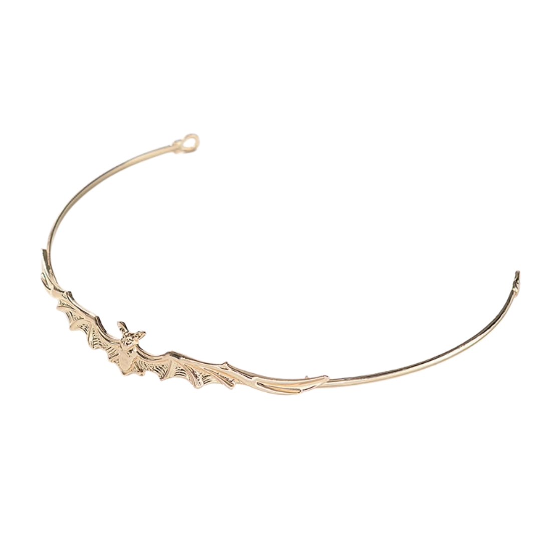 Bat Power Headband Tiara in Silver or Gold | Spooky Headwear Accessory | Halloween, Goth Hairpiece - Night Bloom Digital Empire Studios