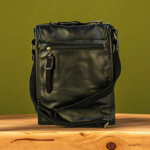 Bovine Leather Medium Satchel Bag - Black