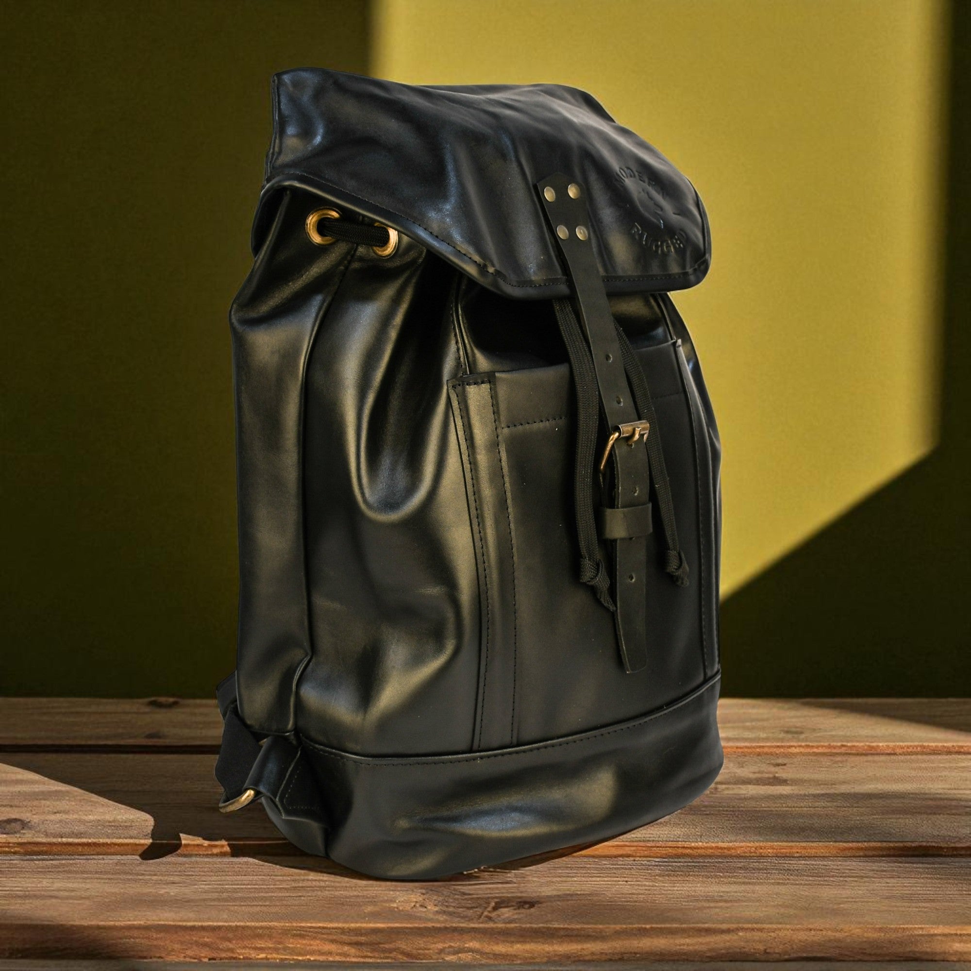Bovine Leather Single Strap Backpack - Black - Night Bloom Digital Empire Studios