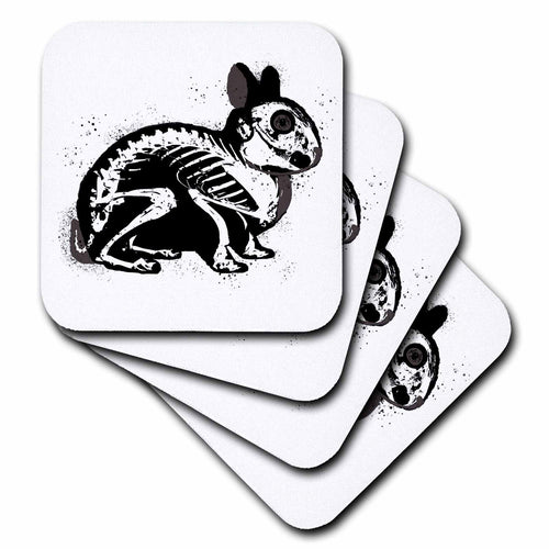 3dRose Janna Salak Designs Gothic - Goth Bunny Rabbit Skeleton - Coasters (CST_328206)