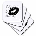 3dRose Taiche - Vector Art - Gothic Lips - Goth Chicks Love Black Lips - Coasters (cst-375767)