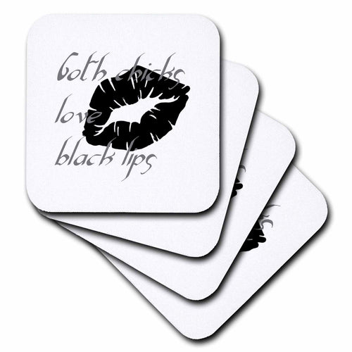 3dRose Taiche - Vector Art - Gothic Lips - Goth Chicks Love Black Lips - Coasters (cst-375767)