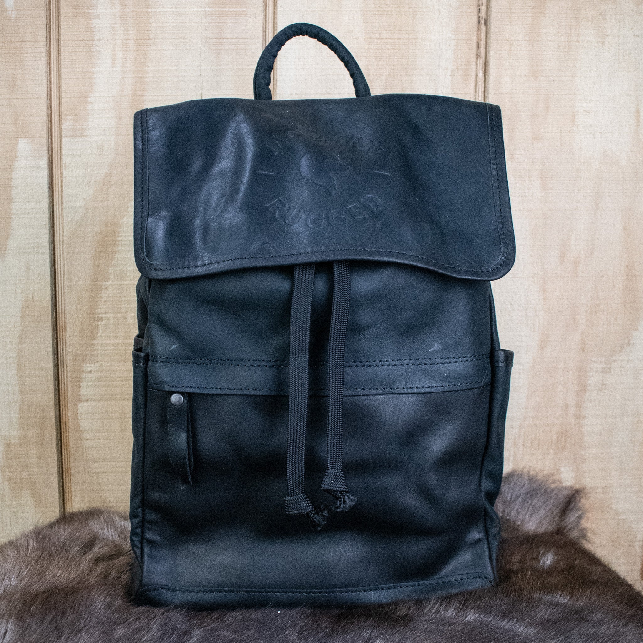 Leather Hide Backpack - Black - Night Bloom Digital Empire Studios