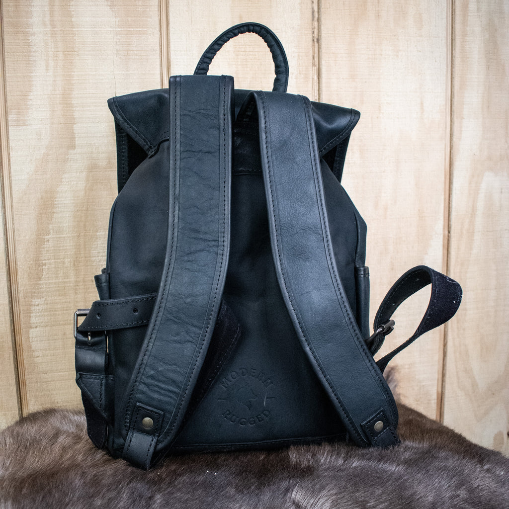 Leather Hide Backpack - Black - Night Bloom Digital Empire Studios