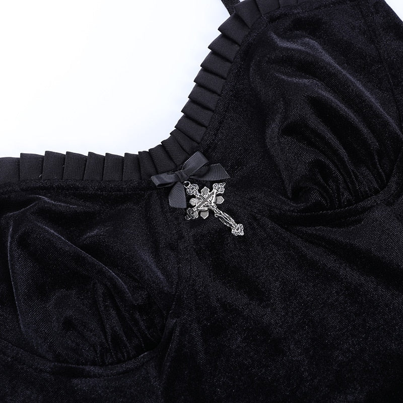 Goth Cross Sexy Purple Dress Vintage Velvet A Line Lolita Dress Aesthetic Gothic - Night Bloom Digital Empire Studios