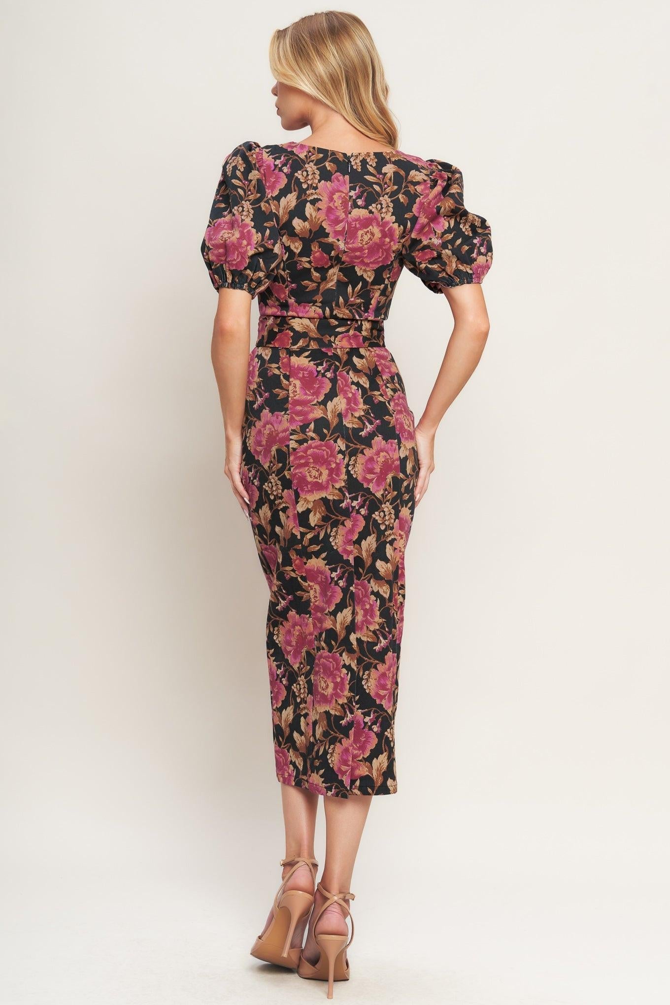 GOTHIC ROSE WOVEN MIDI DRESS - Night Bloom Digital Empire Studios