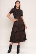 GOTHIC MUSE JACQUARD SWEATER MIDI DRESS - Night Bloom Digital Empire Studios