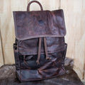 Leather Hide Backpack - Mahogany and Brown (Rustic) - Night Bloom Digital Empire Studios