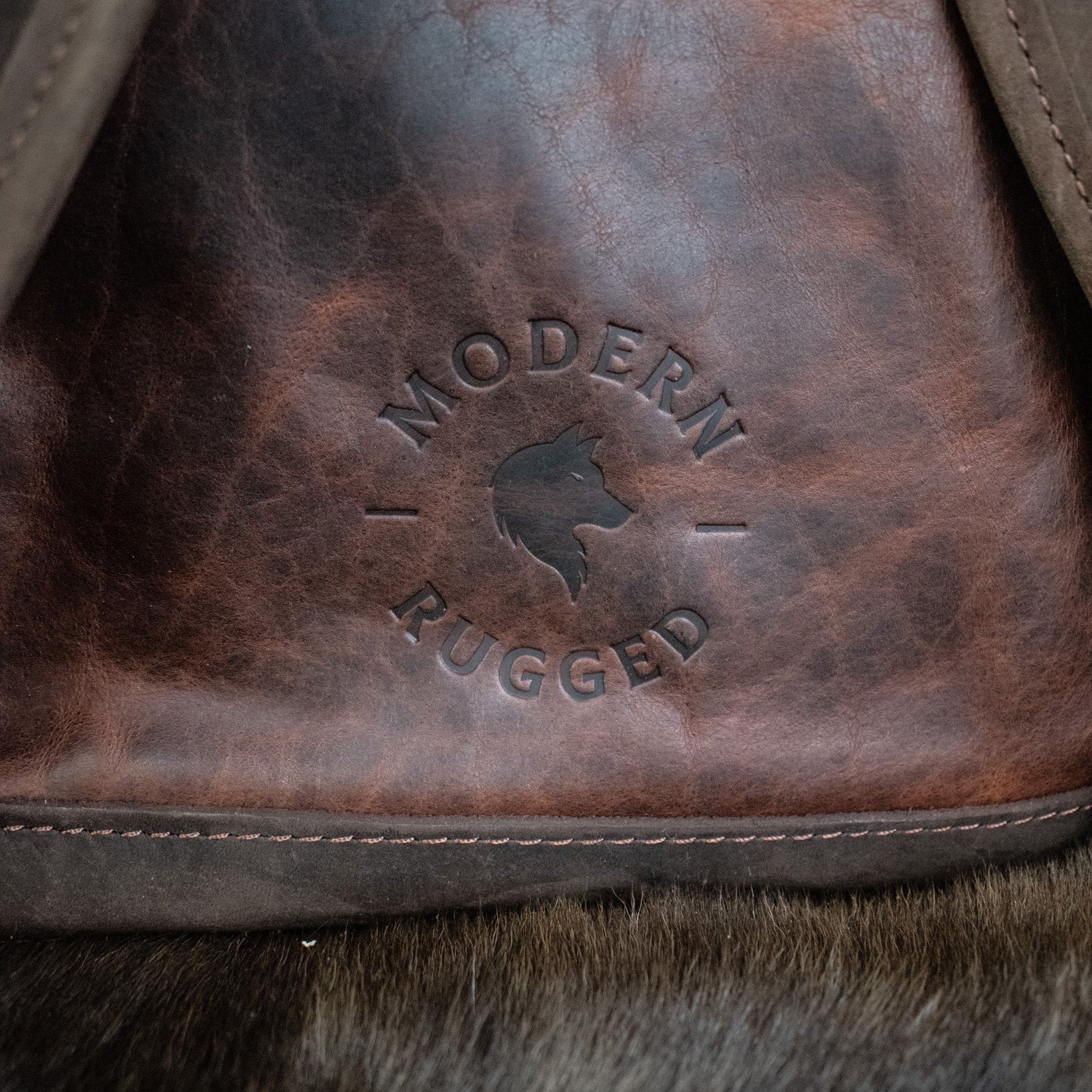 Leather Hide Backpack - Mahogany and Brown (Rustic) - Night Bloom Digital Empire Studios