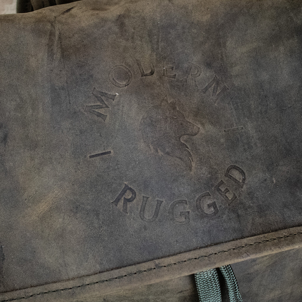 Leather Hide Backpack - Olive (Weathered) - Night Bloom Digital Empire Studios