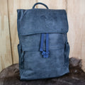 Leather Hide Backpack - Soft Navy (Weathered) - Night Bloom Digital Empire Studios