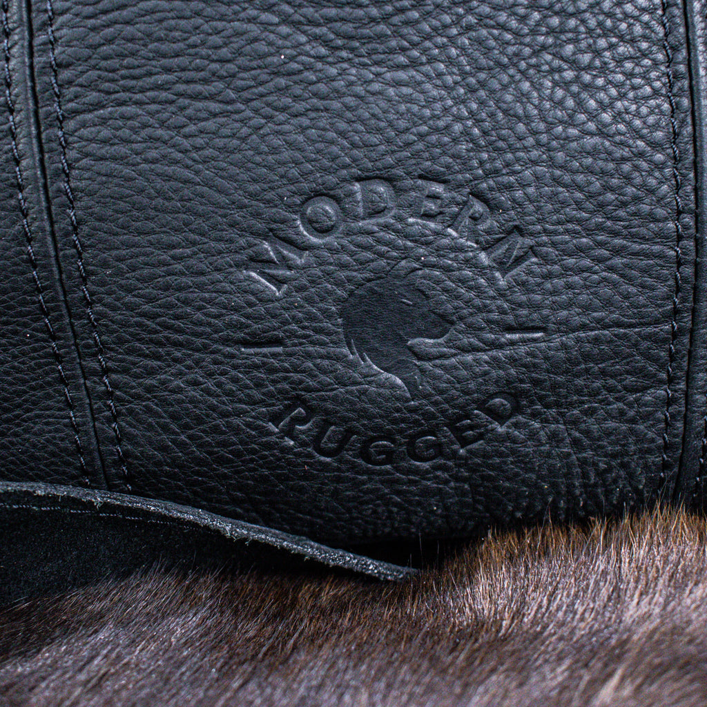 Leather Hide Laptop Bag - Black (Buckles) - Night Bloom Digital Empire Studios