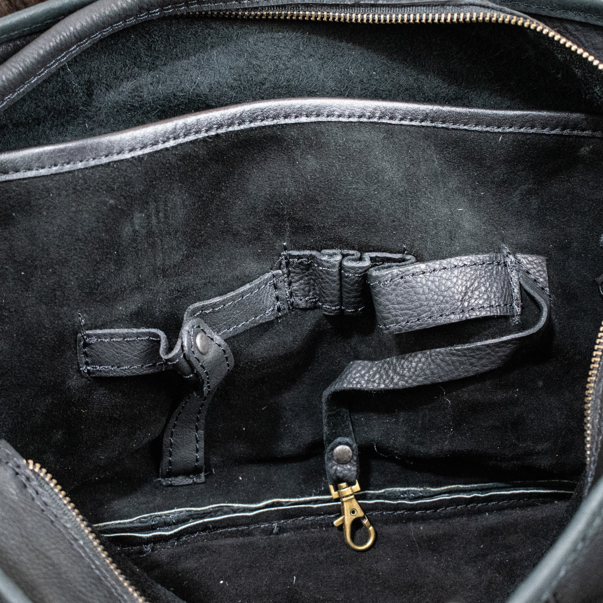 Leather Hide Laptop Bag - Black (Buckles) - Night Bloom Digital Empire Studios