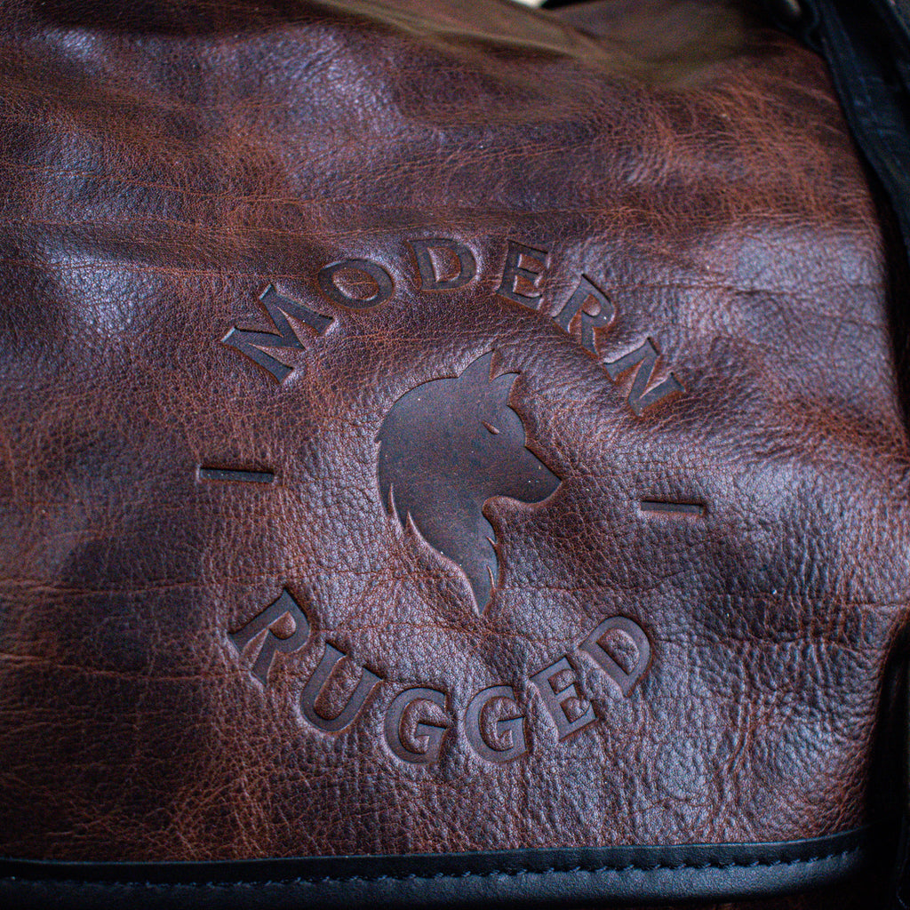Leather Hide Laptop Bag - Rustic Merlot and Black (Buckles) - Night Bloom Digital Empire Studios