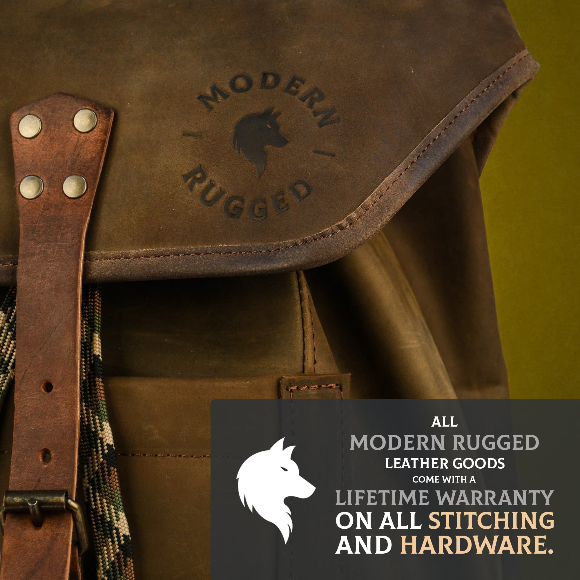 Leather Hide Backpack - Mahogany and Brown (Rustic) - Night Bloom Digital Empire Studios
