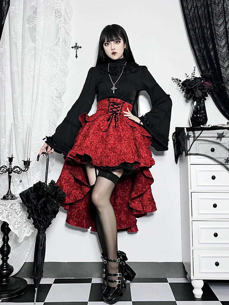 Alt Goth Fairy core Grunge Lolita Skirt Women Dark Gothic - Night Bloom Digital Empire Studios