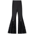 Gothic Black Lace Flare Pants - See-Through Mesh Trousers - Night Bloom Digital Empire Studios