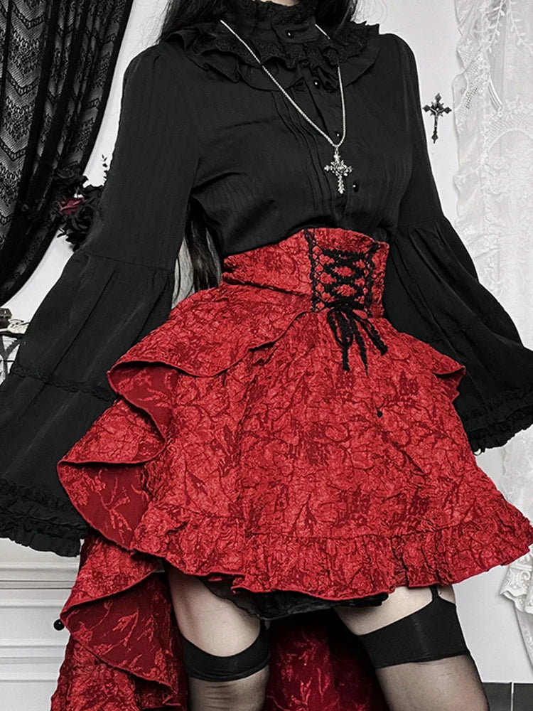 Alt Goth Fairy core Grunge Lolita Skirt Women Dark Gothic - Night Bloom Digital Empire Studios