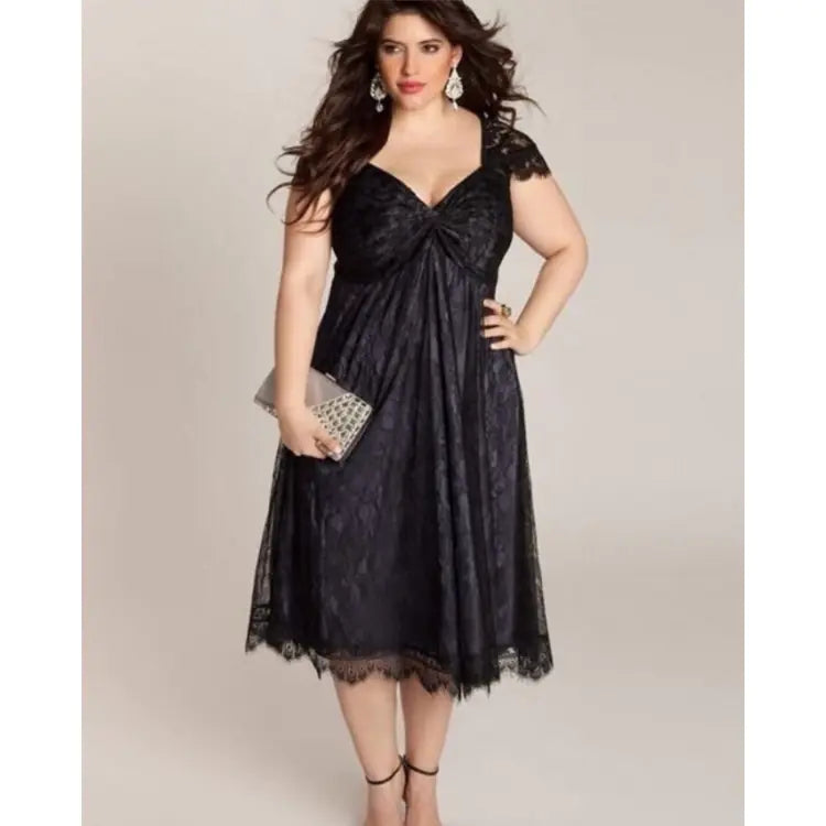 Plus Size Gothic Lace Dress for Women - Night Bloom Digital Empire Studios
