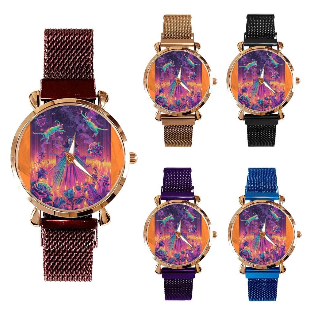 Firey Drsgon Gothic Women's Magneric Strap Watch 6