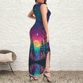 round neck gothic goddess maxi dress 7