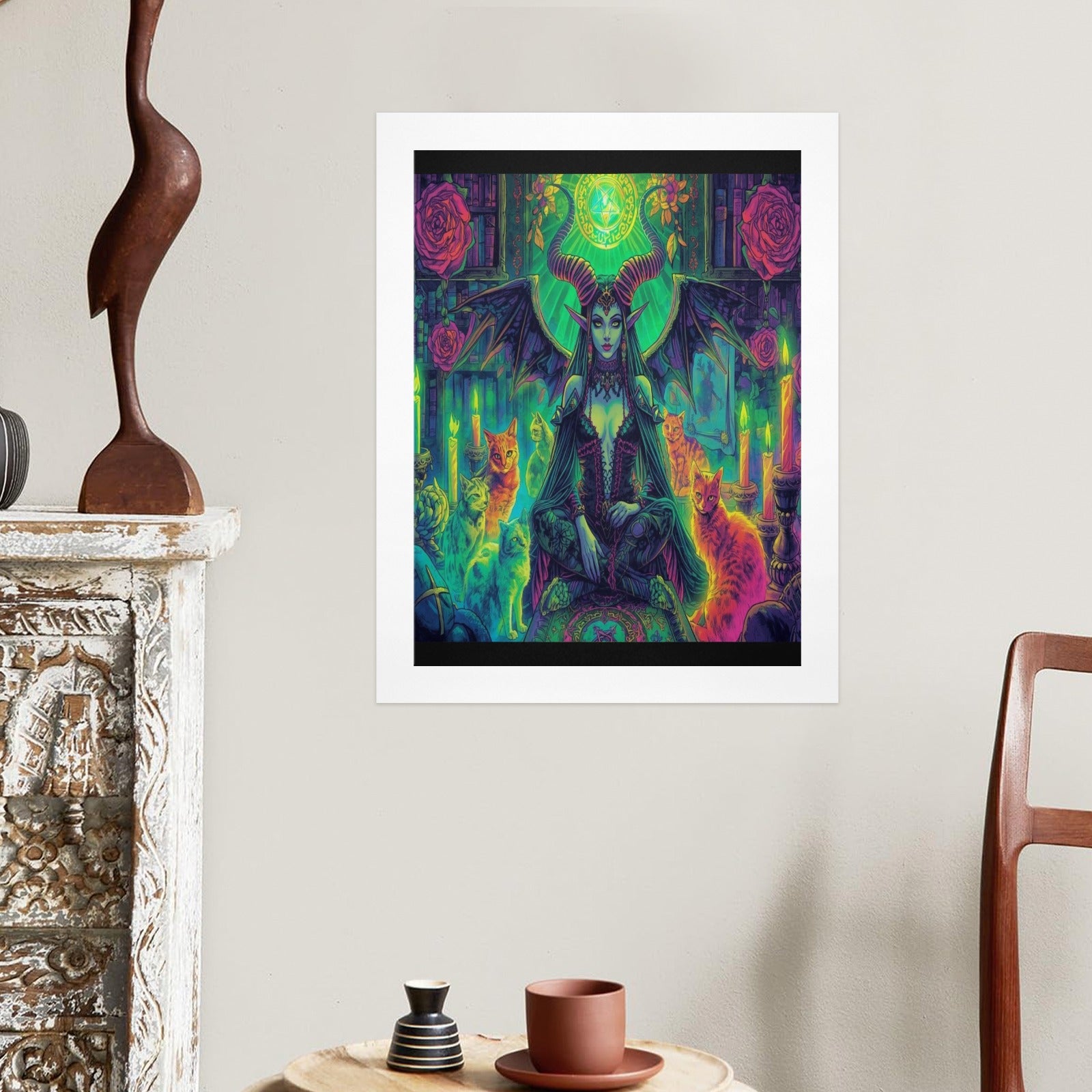 Dark Fantasy Dragon Witch Goddess Art Print Decor 6