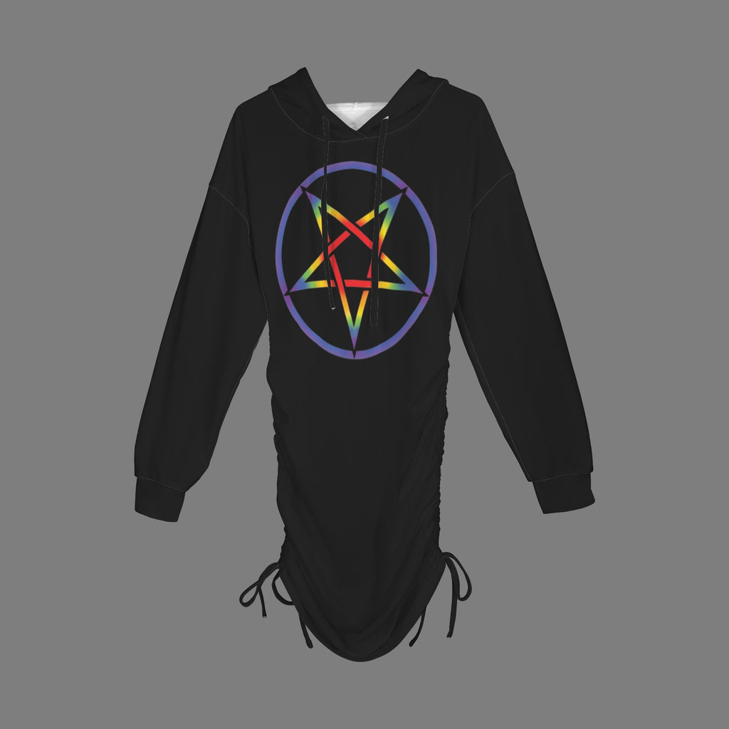 Rainbow pentagram Goddess Gothic Style Hoodie Dress