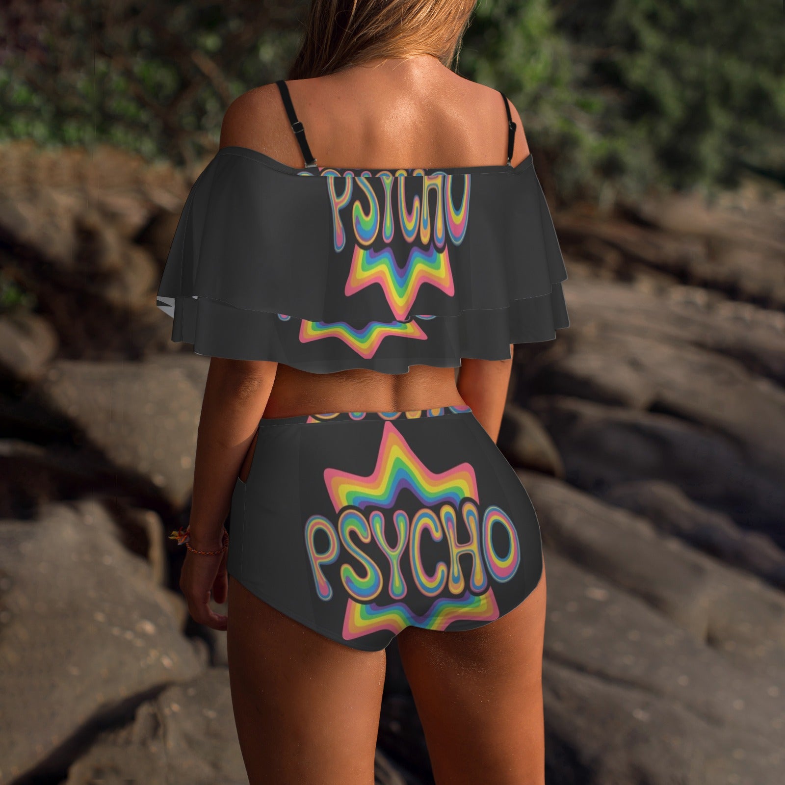 Psycho Print 2 peice swim suit set - Night Bloom Digital Empire Studios