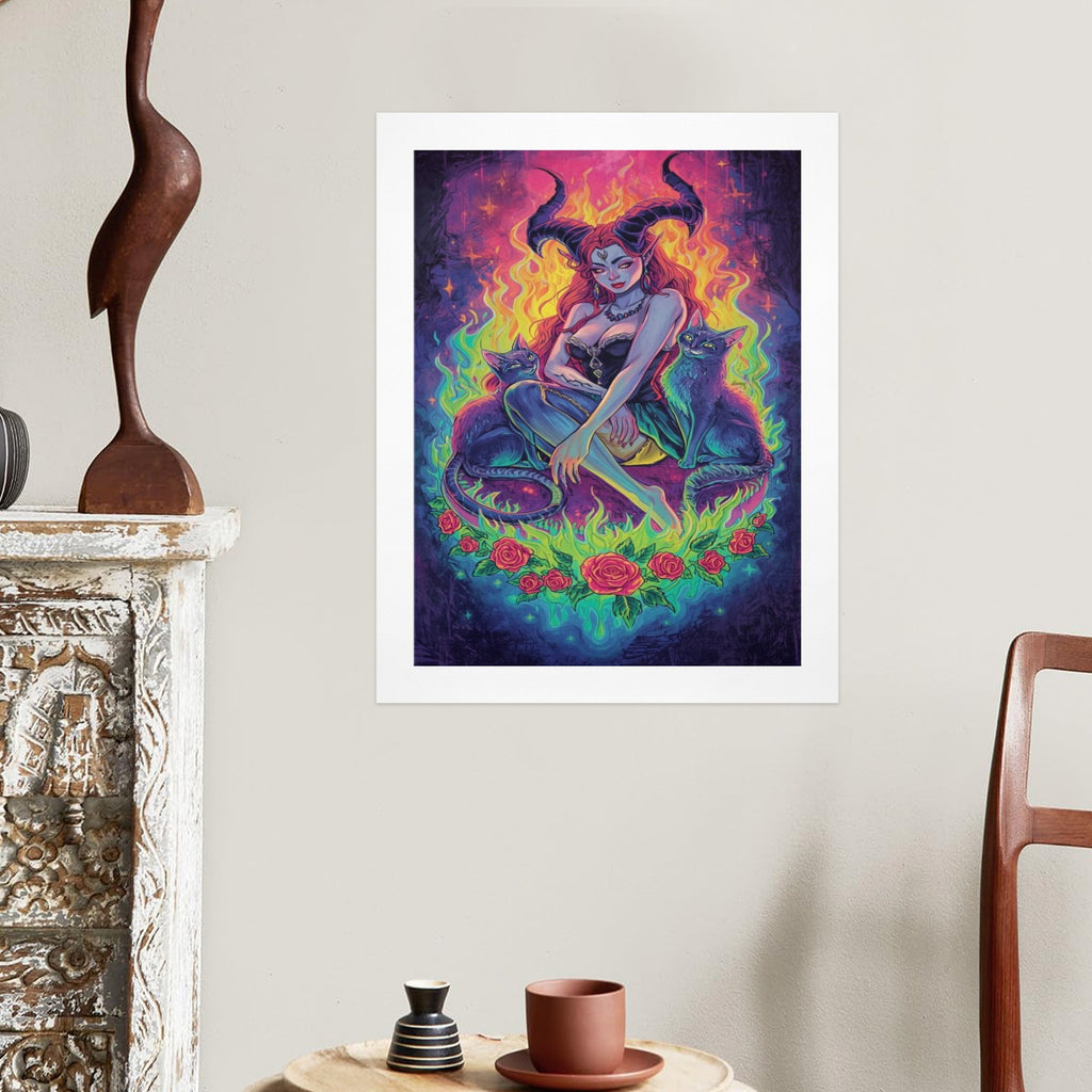Dark Fantasy Dragon Witch Goddess Art Print Decor 3