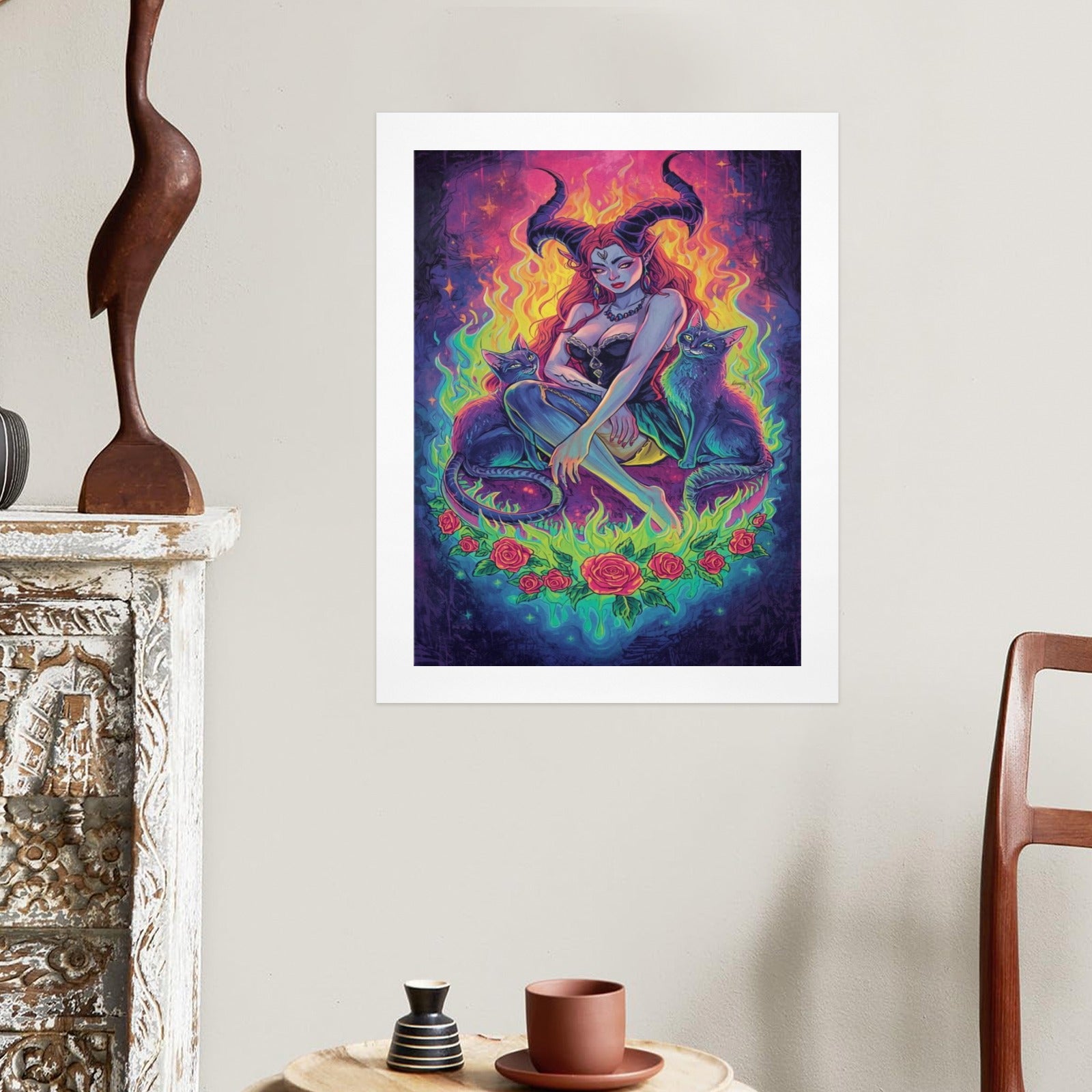 Dark Fantasy Dragon Witch Goddess Art Print Decor 3
