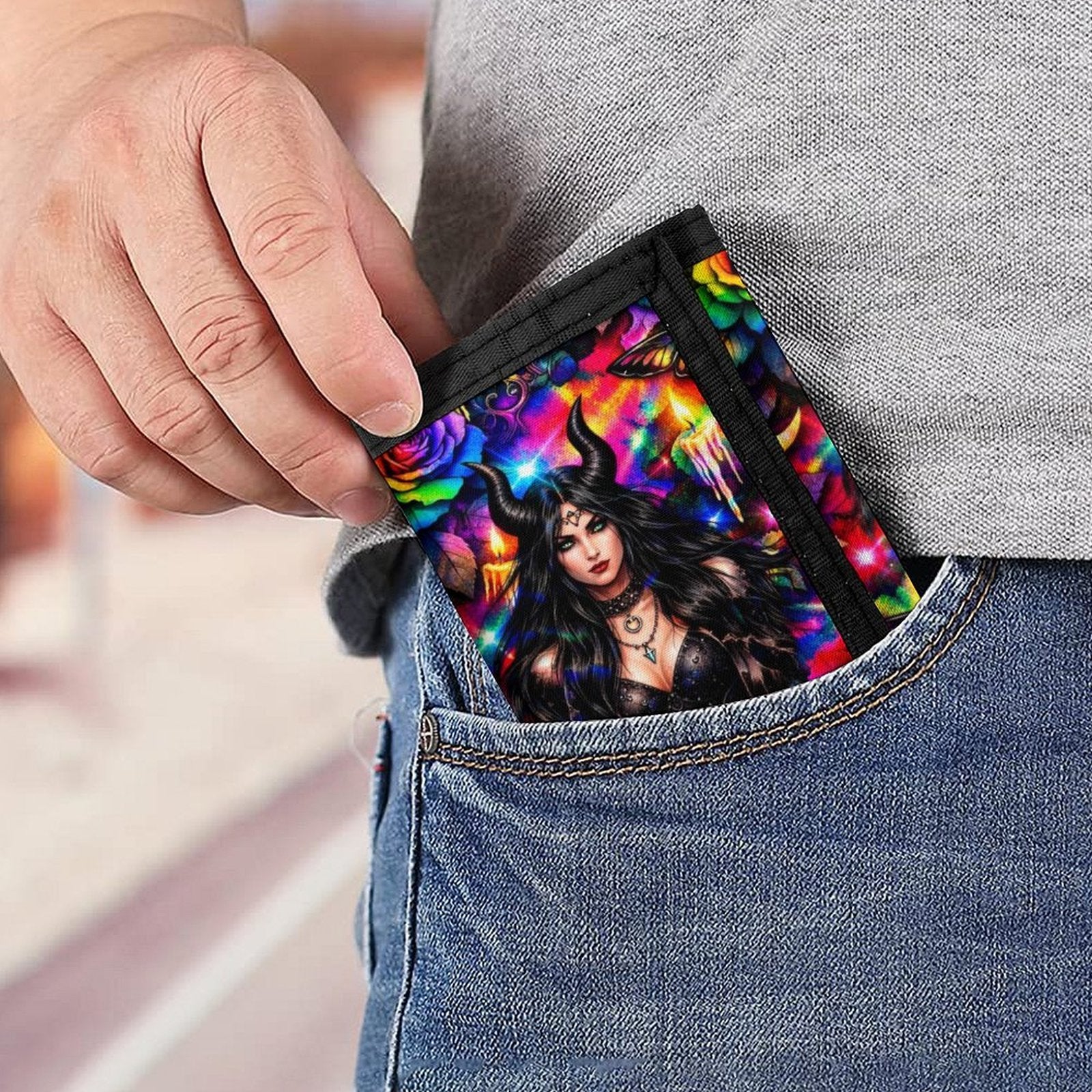 Custom Trifold Nylon Wallet Fabric Card & Coin Holder With Zipper