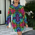 Neon Rainbow Tie-Dye Gothic Style Hoodie Dress