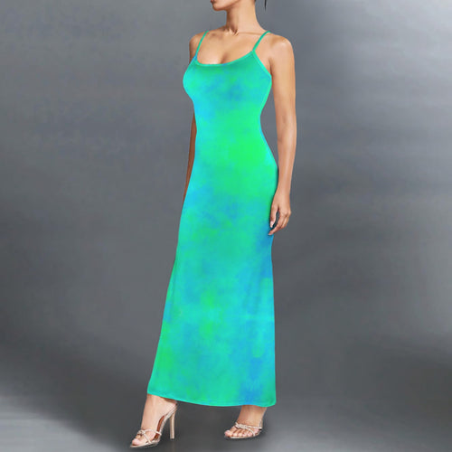 Colorful Trippy print long sleevless slip maxi dress