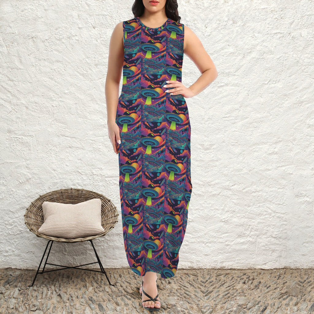 round neck gothic goddess maxi dress 4