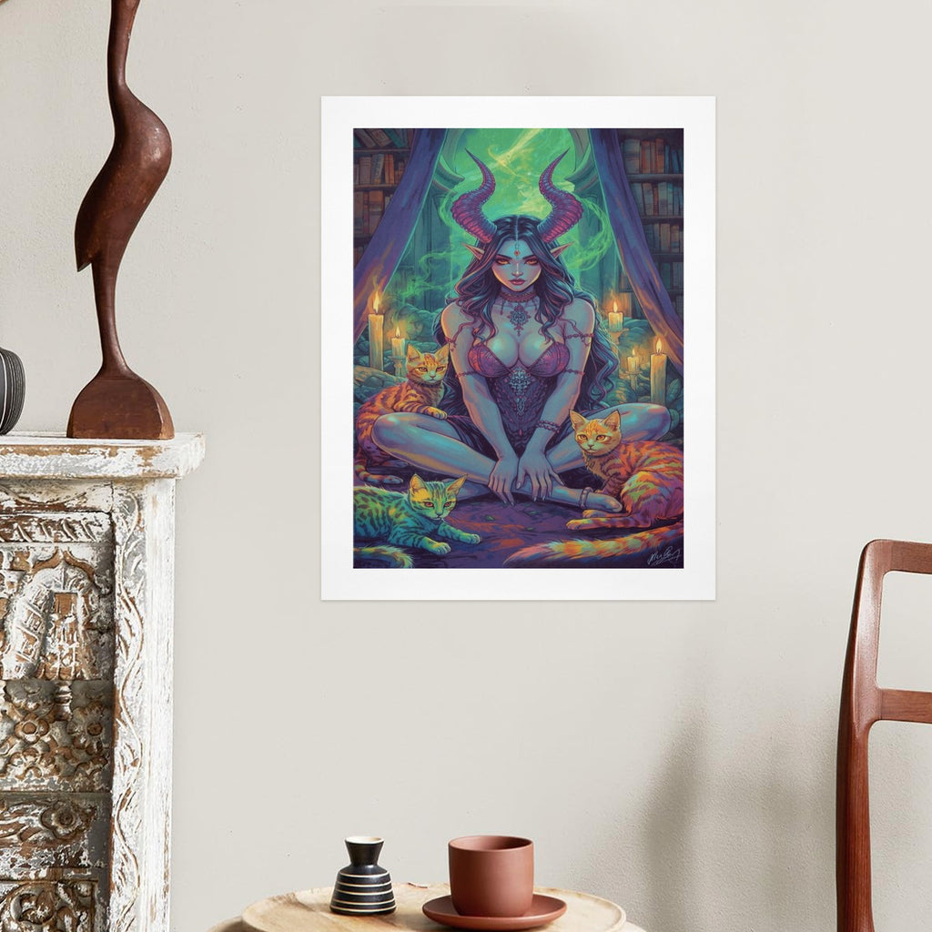 Dark Fantasy Witch Library Art Print 6